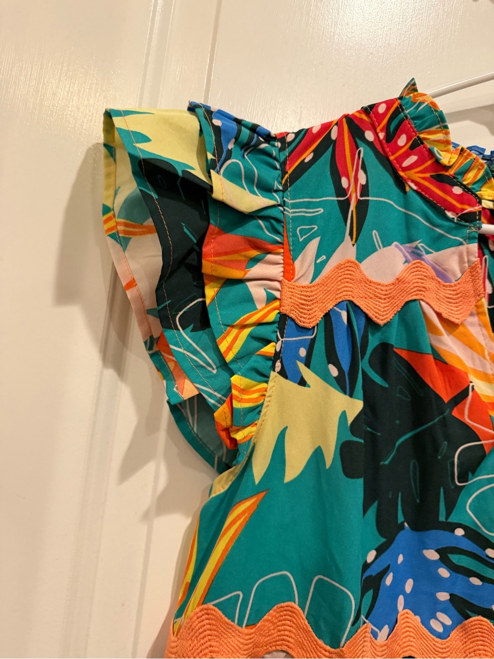 Umgee Tropical Multi-Color Ruffle Sleeve Dress - Picture 4 of 7